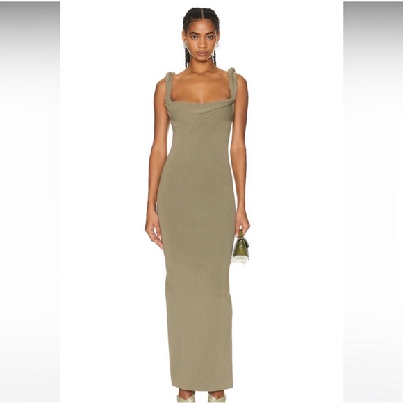 JACQUEMUS La Robe Maille Alca Dress, Size 10, worn once, like new. Olive colour - Picture 4 of 6